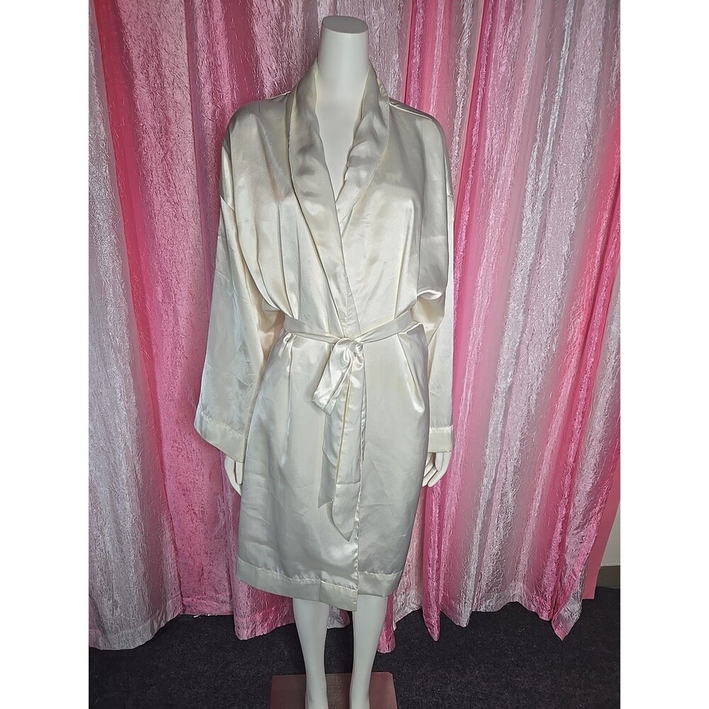 The Lingerie Collection Vintage Cream Satin Romantic Classic Robe Size Large